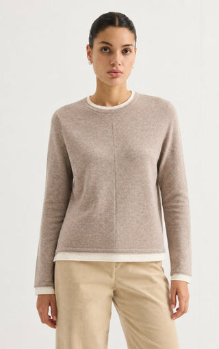 Contrast Trim Rib Knit Long Sleeve Top