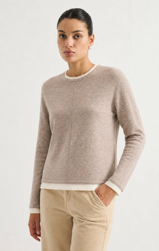 Contrast Trim Rib Knit Long Sleeve Top