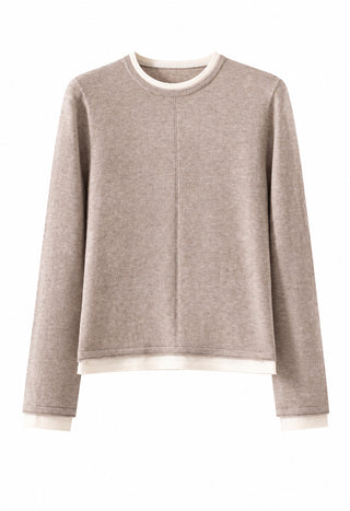 Contrast Trim Rib Knit Long Sleeve Top