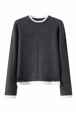 Contrast Trim Rib Knit Long Sleeve Top