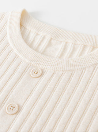 Short-Sleeve Ribbed Knit Cardigan