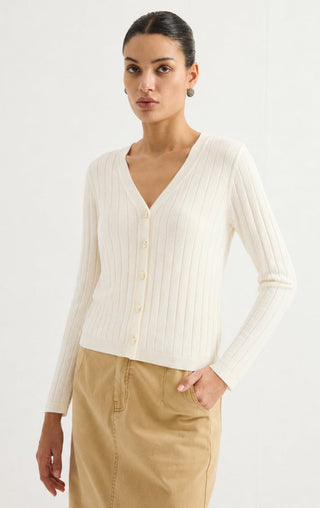 V-Neck Rib Knit Cardigan
