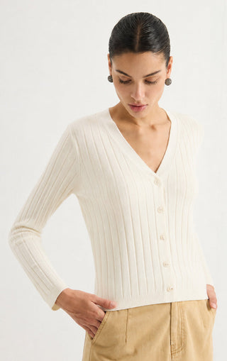 V-Neck Rib Knit Cardigan
