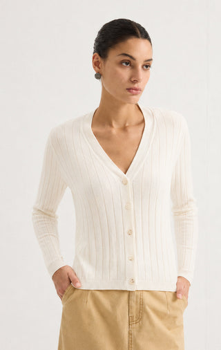 V-Neck Rib Knit Cardigan