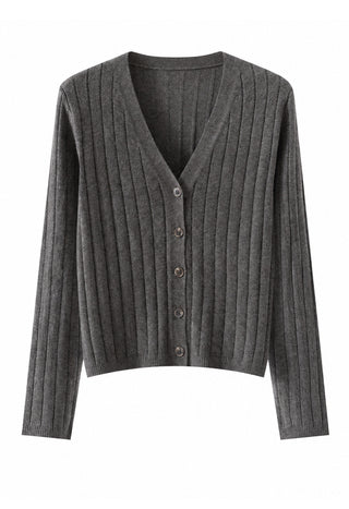 V-Neck Rib Knit Cardigan