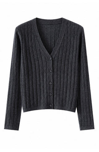 V-Neck Rib Knit Cardigan
