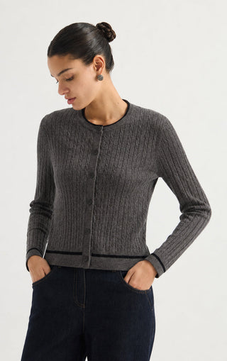 Women's Cashmere Blend Cable Knit Cardigan
