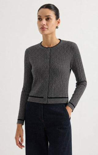 Women's Cashmere Blend Cable Knit Cardigan