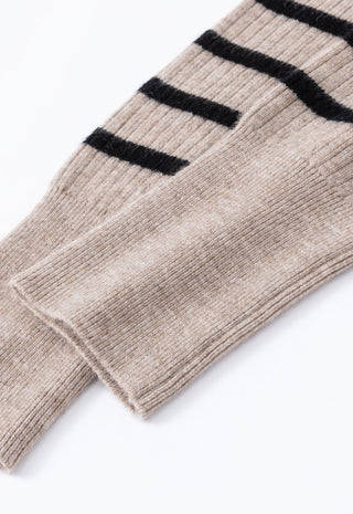 Contrast Stripe Ribbed Knit Cardigan