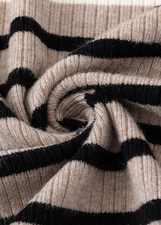 Contrast Stripe Ribbed Knit Cardigan