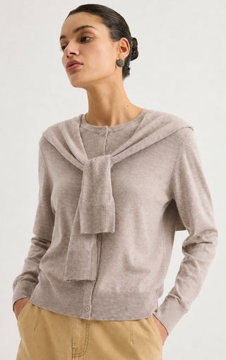 Women’s Cashmere Blend Knit Cardigan with Tie Detail