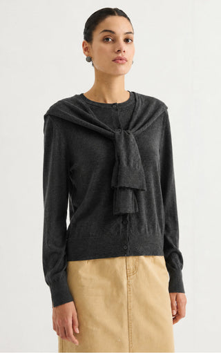 Women’s Cashmere Blend Knit Cardigan with Tie Detail