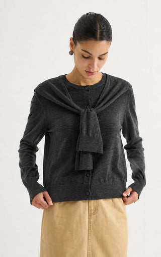 Women’s Cashmere Blend Knit Cardigan with Tie Detail