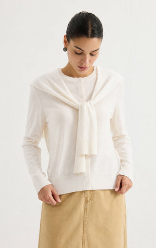 Women’s Cashmere Blend Knit Cardigan with Tie Detail