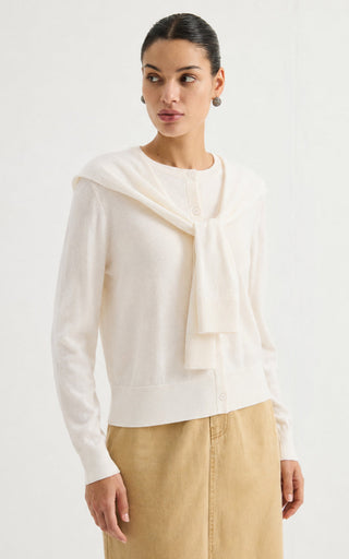 Women’s Cashmere Blend Knit Cardigan with Tie Detail