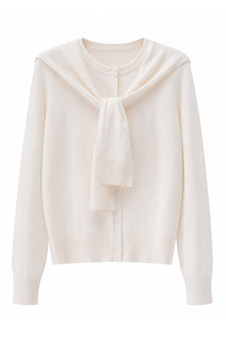 Women’s Cashmere Blend Knit Cardigan with Tie Detail