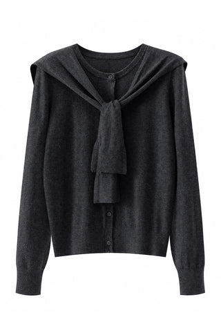 Women’s Cashmere Blend Knit Cardigan with Tie Detail