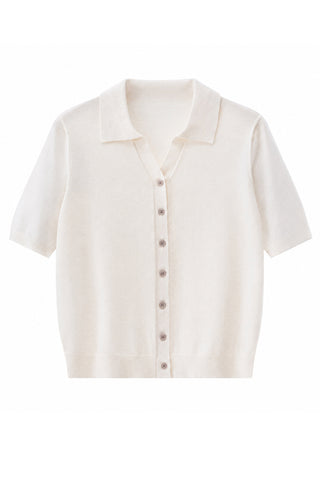 Cashmere Blend Knit Polo Cardigan