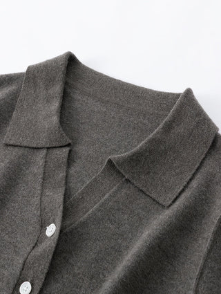 Cashmere Blend Knit Polo Cardigan