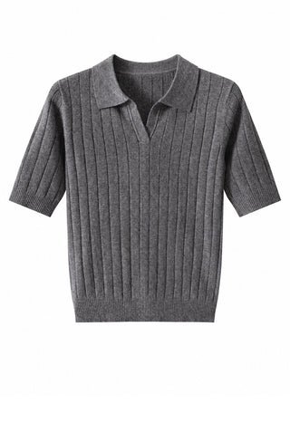 Cable Knit Polo Short Sleeve Sweater