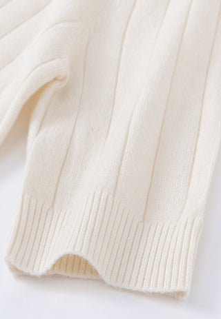 Cable Knit Polo Short Sleeve Sweater