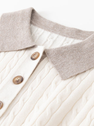 Cable Knit Polo Short Sleeve Sweater