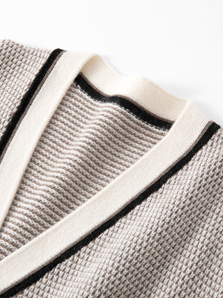 Wool and Cashmere Contrast-Trim Cardigan