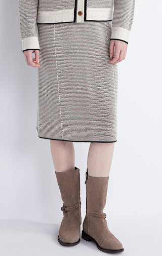 Wool-Cashmere Textured Knit Skirt
