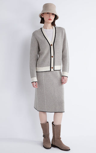 Wool and Cashmere Textured Knit Skirt - serathinan 