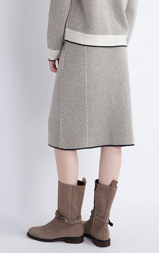 Wool and Cashmere Textured Knit Skirt - serathinan 