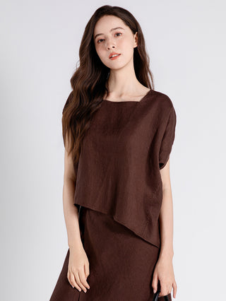 Linen Asymmetrical Square-Neck Shell