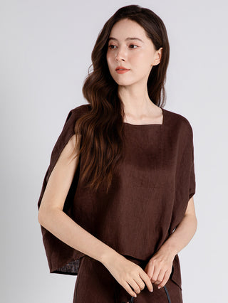 Linen Asymmetrical Square-Neck Shell