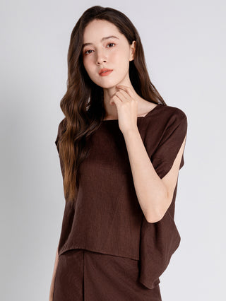 Linen Asymmetrical Square-Neck Shell
