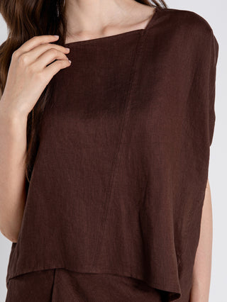 Linen Asymmetrical Square-Neck Shell