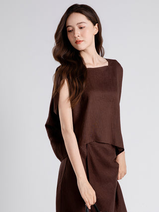 Linen Asymmetrical Square-Neck Shell
