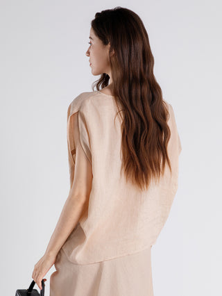 Linen Asymmetrical Square-Neck Shell