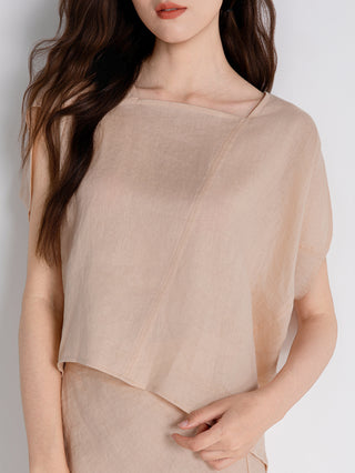 Linen Asymmetrical Square-Neck Shell
