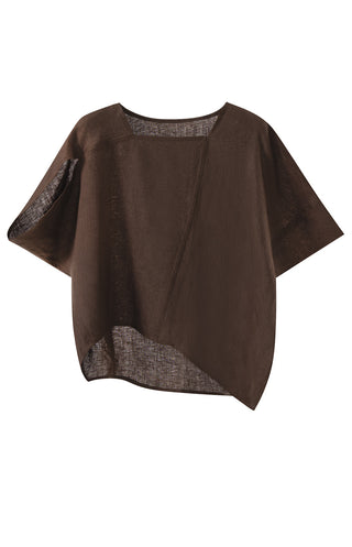 Linen Asymmetrical Square-Neck Shell