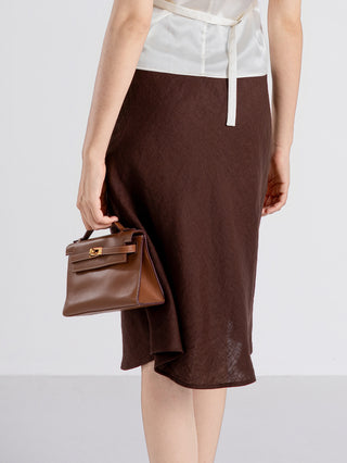 Linen Wrap Midi Skirt