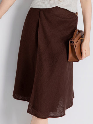 Linen Wrap Midi Skirt