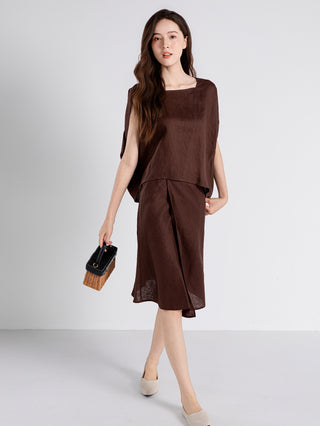 Linen Wrap Midi Skirt