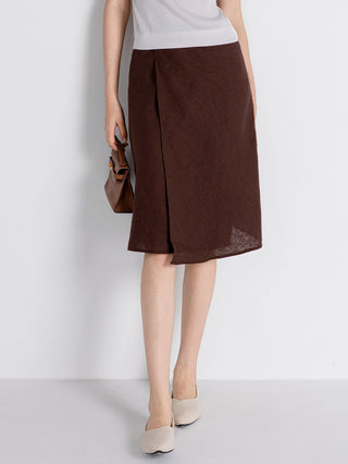 Linen Wrap Midi Skirt