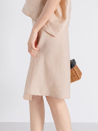 Linen Wrap Midi Skirt