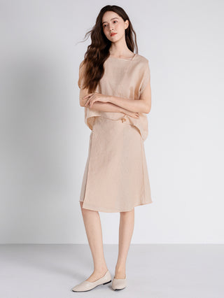 Linen Wrap Midi Skirt