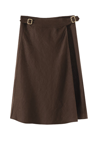 Linen Wrap Midi Skirt