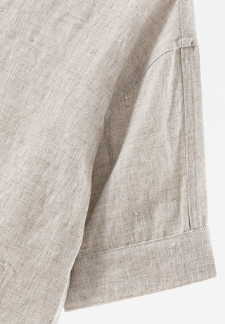 Vintage Button Linen Short-Sleeve blouse