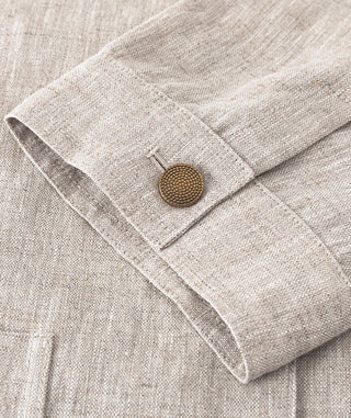 Vintage Button Linen Short-Sleeve blouse