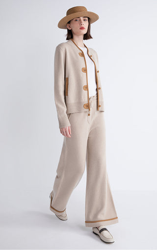 Wool-Cashmere Trimmed Cardigan Jacket