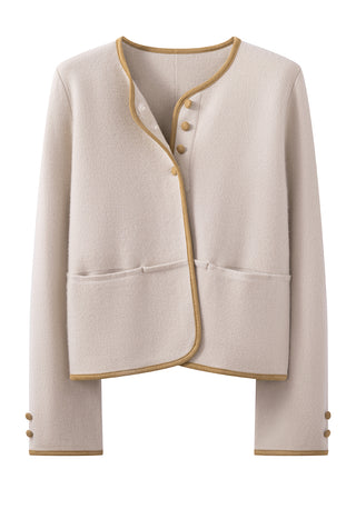 Wool and Cashmere Contrast-Trim Jacket