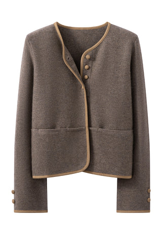Wool and Cashmere Contrast-Trim Jacket